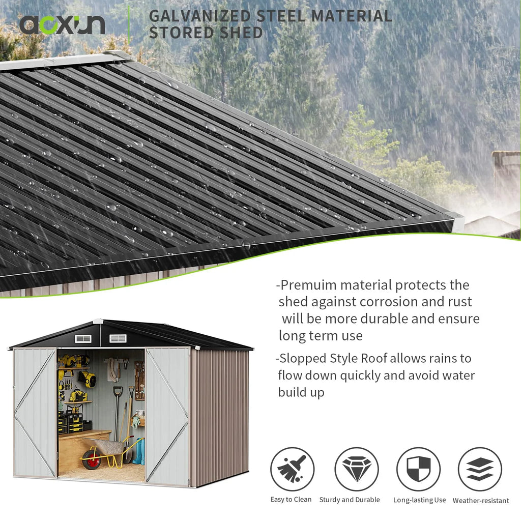 Aoxun 6.4x4 FT Outdoor Storage Shed for Tool, Garden
