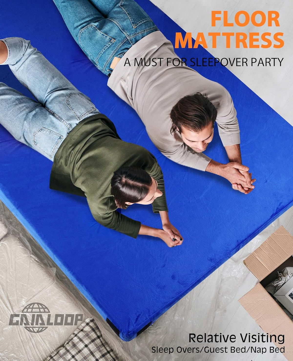 Thick Memory Foam Camping Pad Futon Mattress Full, Portable Floor Sleeping Mat Sleepover Guest Bed Roll Up Mattress for Indoor Outdoor Travel