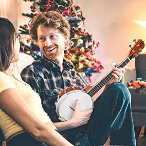 String Banjo 26 Inch, MINI Travel Banjo, Banjo Beginner Kit with Remo Head, Open Back & Closed Solid Back with beginner Kit, Comfortable Carrying Bag