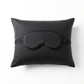 Black 22 momme pure mulberry silk sleep mask with matching queen pillowcase