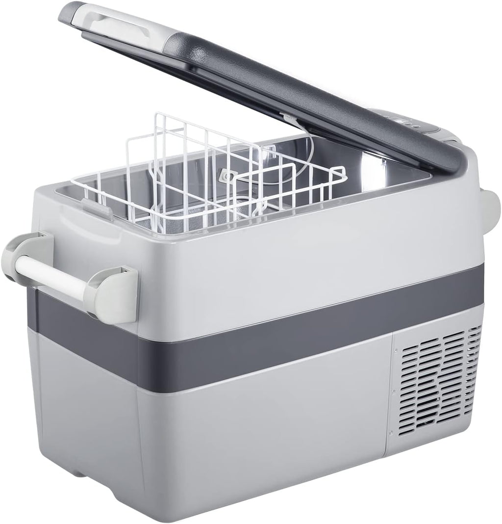AJ30 Portable Refrigerator,Portable Freezer,32 Quart(30L) Electric Cooler,Car Refrigerator,12/24V DC Cable & 110/240V AC,Car Fridge for Camping,Truck,RV,Travel,Fishing,3-YEAR Warranty