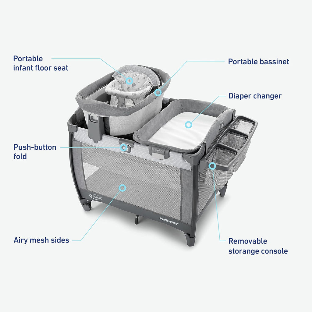 Graco Pack 'n Play Close2Baby Bassinet Playard Features Portable Bassinet Diaper Changer and More, Derby