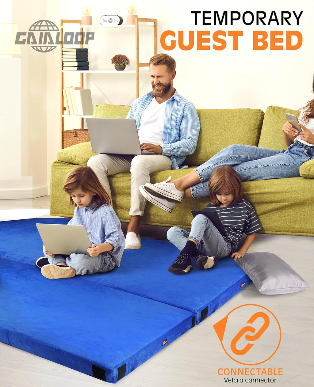 Thick Memory Foam Camping Pad Futon Mattress Full, Portable Floor Sleeping Mat Sleepover Guest Bed Roll Up Mattress for Indoor Outdoor Travel