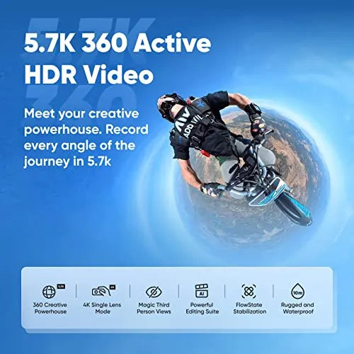 Insta360 X3 Motorcycle Kit- Waterproof 360 Action Camera with 1/2" 48MP Sensors