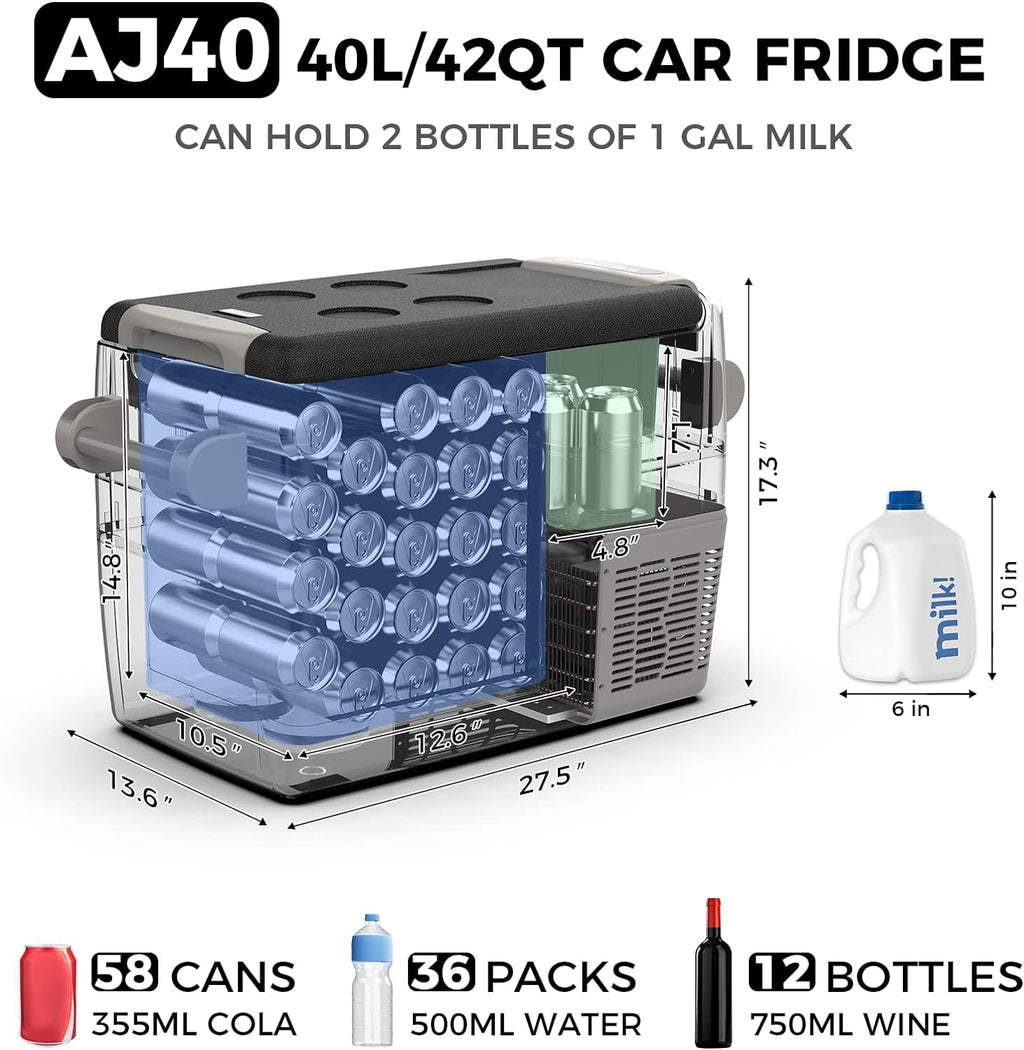 AJ30 Portable Refrigerator,Portable Freezer,32 Quart(30L) Electric Cooler,Car Refrigerator,12/24V DC Cable & 110/240V AC,Car Fridge for Camping,Truck,RV,Travel,Fishing,3-YEAR Warranty
