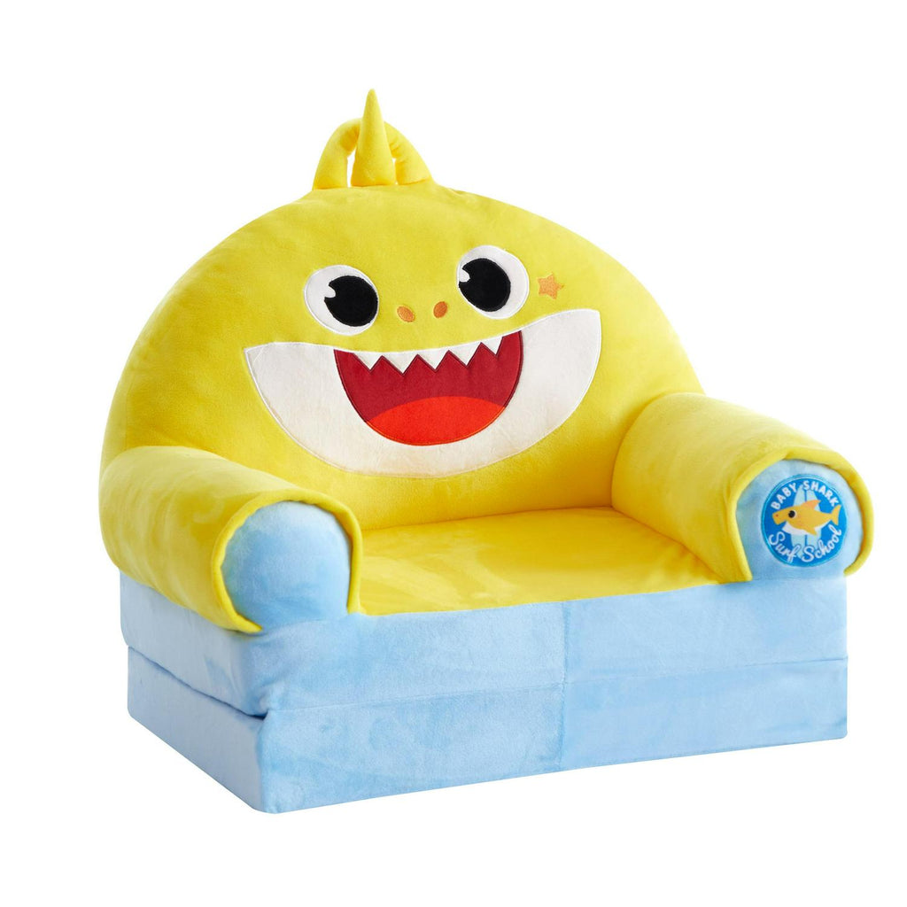 Pinkfong Baby Shark Blue Polyester Comfortable Plush 2-in-1 Flip Out Chair