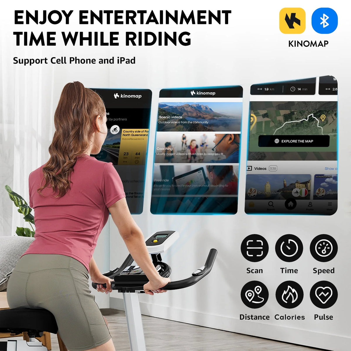 Pooboo Indoor Cycling Bike Magnetic Stationary Exercise Bikes Home Cardio Workout Bicycle Machine 350lb Flywheel Weight 40lbs