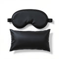 Standard size 600 thread count silk pillowcase and soft black eye mask set