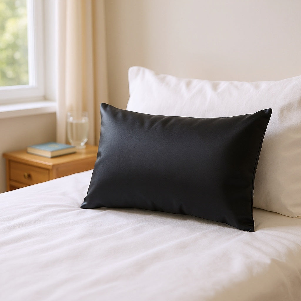 Compact travel presentation of silk eye mask and pillowcase