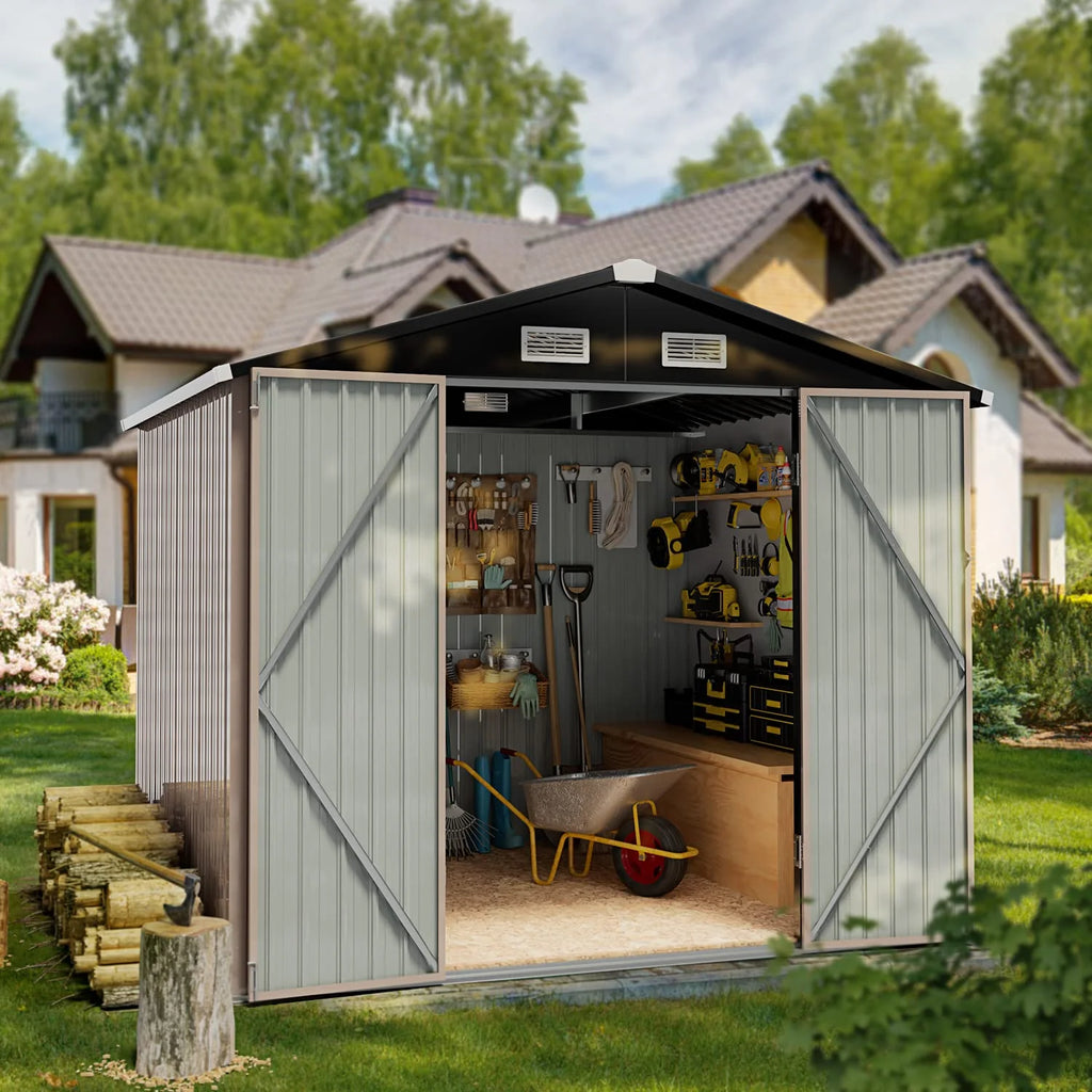 Aoxun 6.4x4 FT Outdoor Storage Shed for Tool, Garden