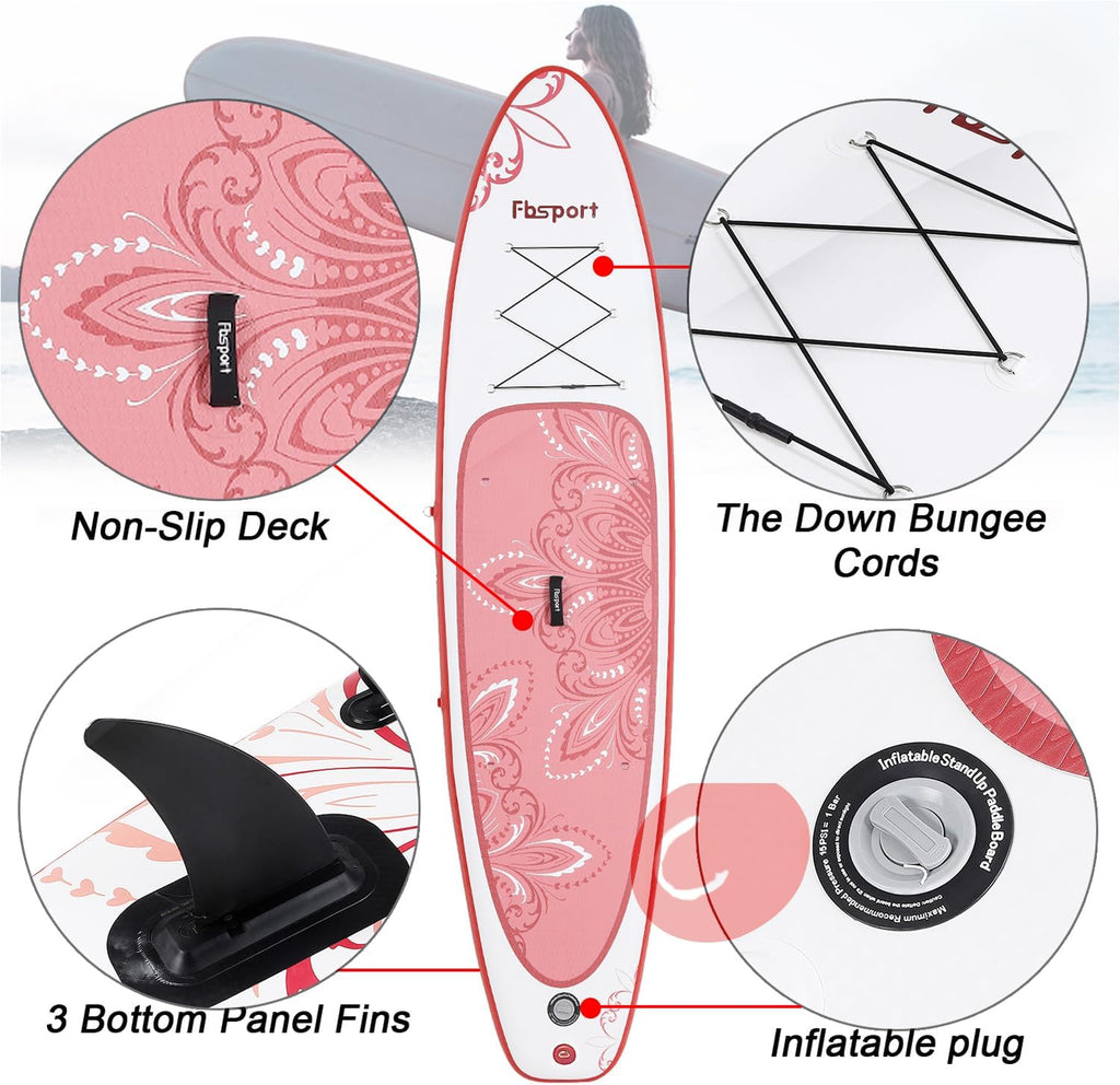 Premium Stand Up Paddle Board, Yoga Board with Durable SUP Accessories & Carry Bag | Wide Stance, Surf Control, Non-Slip Deck, Leash, Paddle and Pump for Youth & Adult