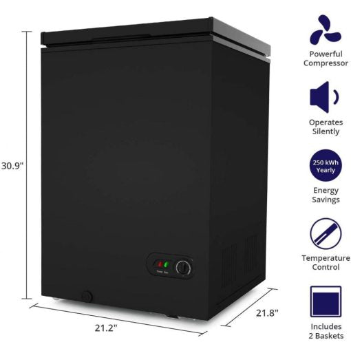 Northair Chest Freezer ?C 3.5 Cu Ft with 2 Removable Baskets ?C Reach In Freezer Chest ?C Quiet Compact Freezer ?C 7 Temperature Settings ?C Black