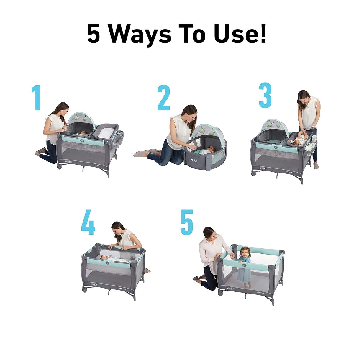 Graco Pack 'n Play Close2Baby Bassinet Playard Features Portable Bassinet Diaper Changer and More, Derby