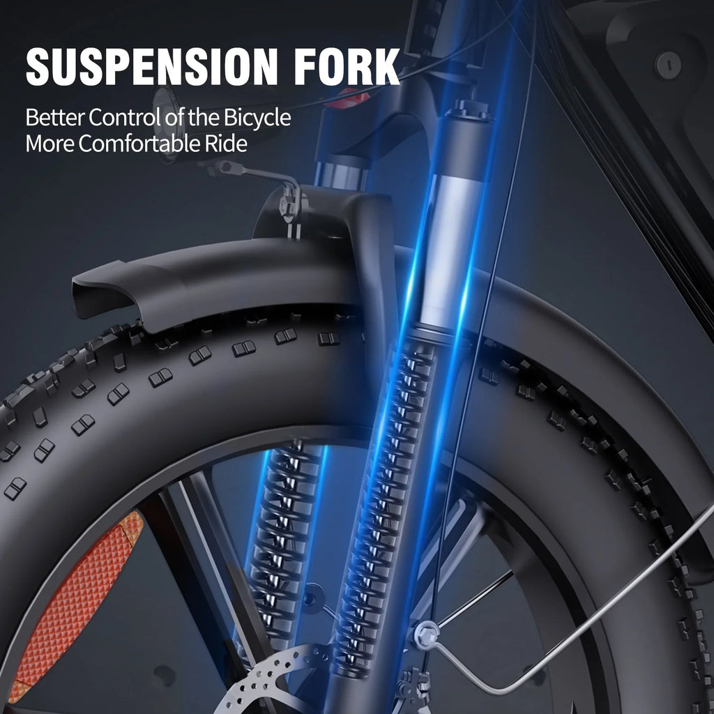 Electric Bike for Adults,750W 30-70Miles 48V 15AH Removable Battery Ebike 20" x 4.0 Fat Tire Beach Commuting E-Bike 2 Seater W/Fork Suspension UL2849
