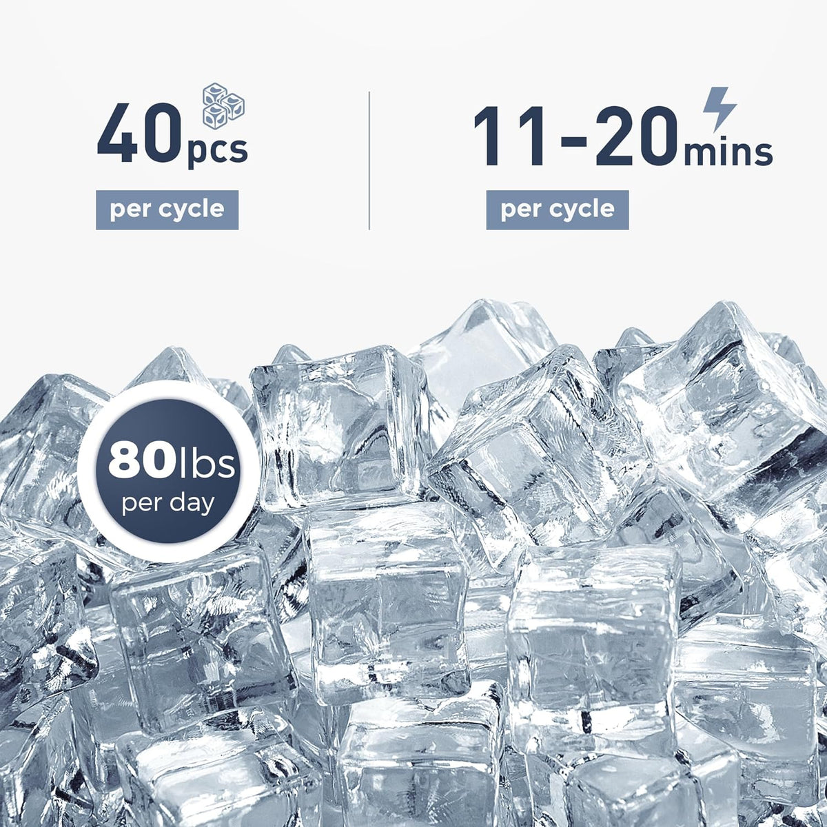 Commercial Under Counter Ice Maker Machine, 80Lbs/Day with 24lbs Ice Storage, Built-in Drain Pump/Automatic Cleaning/Timing Setting/Smart LCD Panel, Ideal for Both Home and Commercial Use