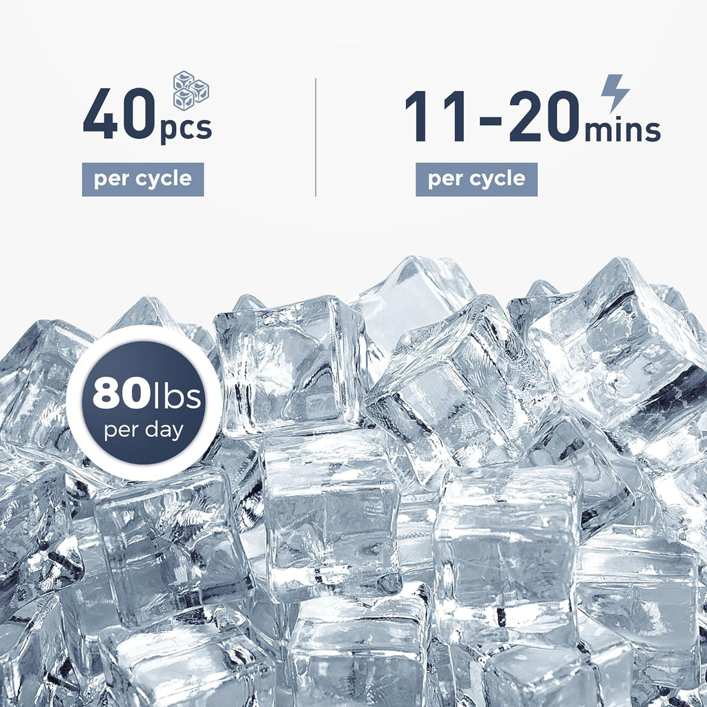 Commercial Under Counter Ice Maker Machine, 80Lbs/Day with 24lbs Ice Storage, Built-in Drain Pump/Automatic Cleaning/Timing Setting/Smart LCD Panel, Ideal for Both Home and Commercial Use