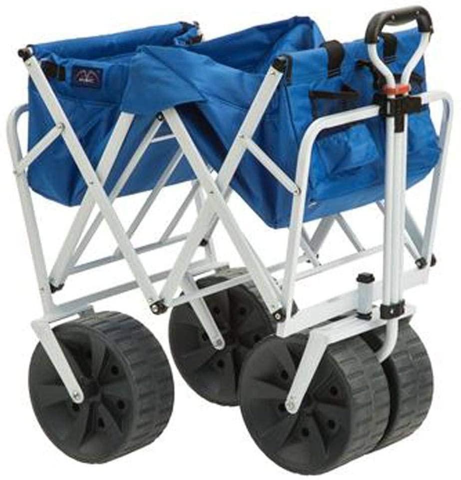 Mac Sports Heavy Duty Collapsible Folding All Terrain Utility Beach Wagon Cart, Blue/Black