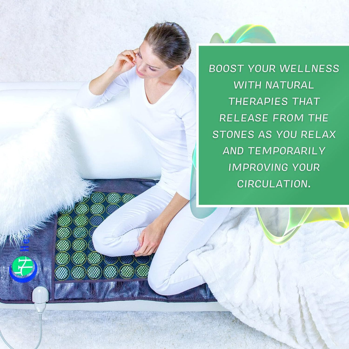HealthyLine Far Infrared Heating Pad - Hot Stones Jade Tourmaline - Negative Ions - Mesh JT Mat Full 7224 Soft Light InfraMat Pro?