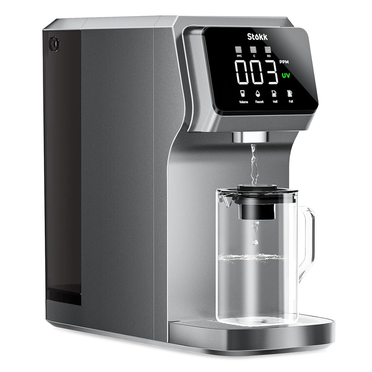 Countertop Reverse Osmosis Water Filter, Carafe Alkaline Boost, 6-Stage RO Filtration System, Home Water Purifier, Reduce , Gray