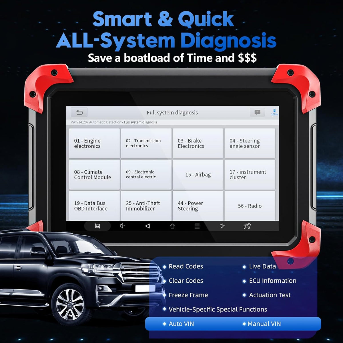 Bidirectional Scan Tool: 2024 Newest Automotive Scanner Diagnostic Tool with ECU Coding, Active Tests, All System Scan, 36+ Resets, Crankshaft Relearn, Android 10, 3-Year Updates