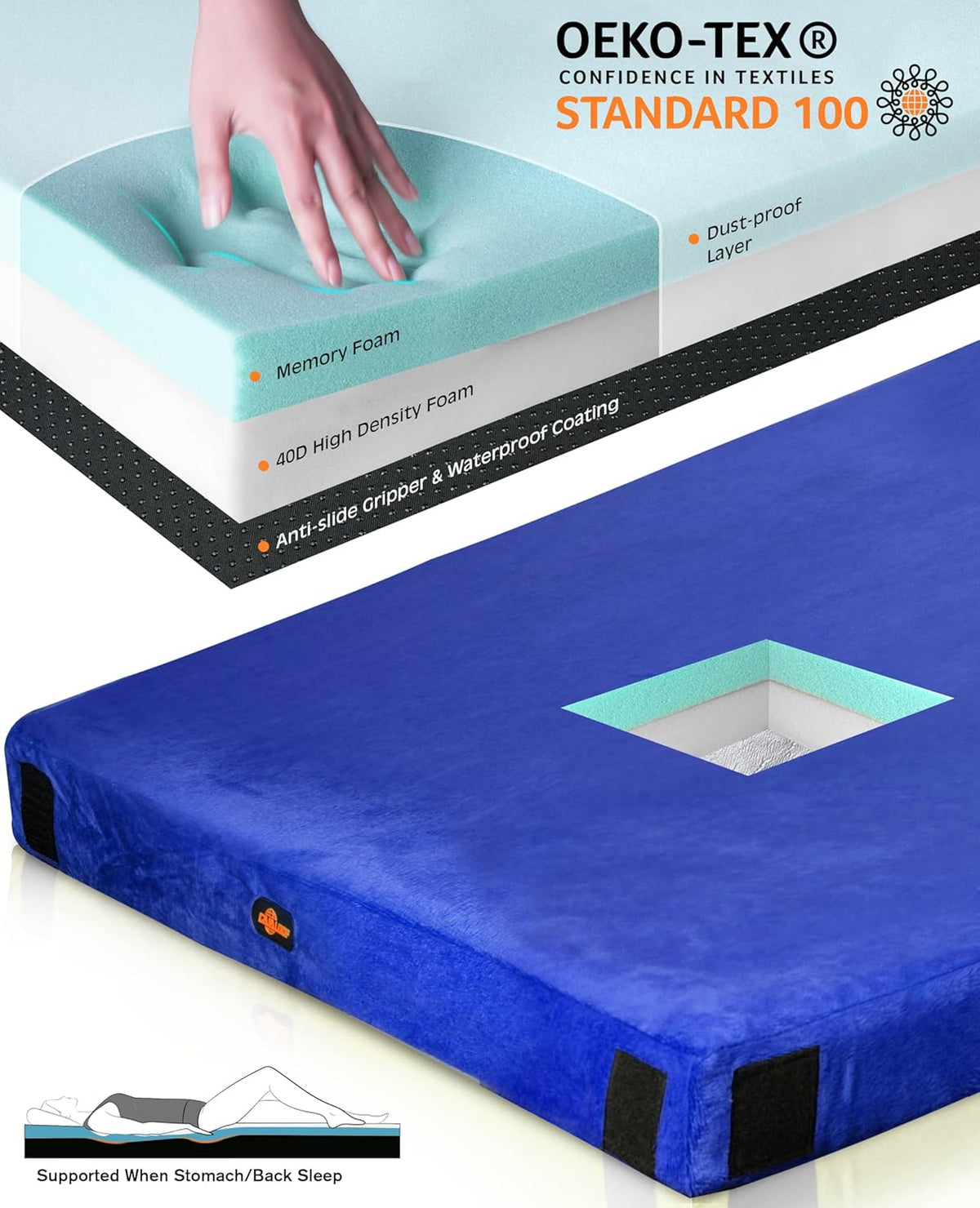 Thick Memory Foam Camping Pad Futon Mattress Full, Portable Floor Sleeping Mat Sleepover Guest Bed Roll Up Mattress for Indoor Outdoor Travel