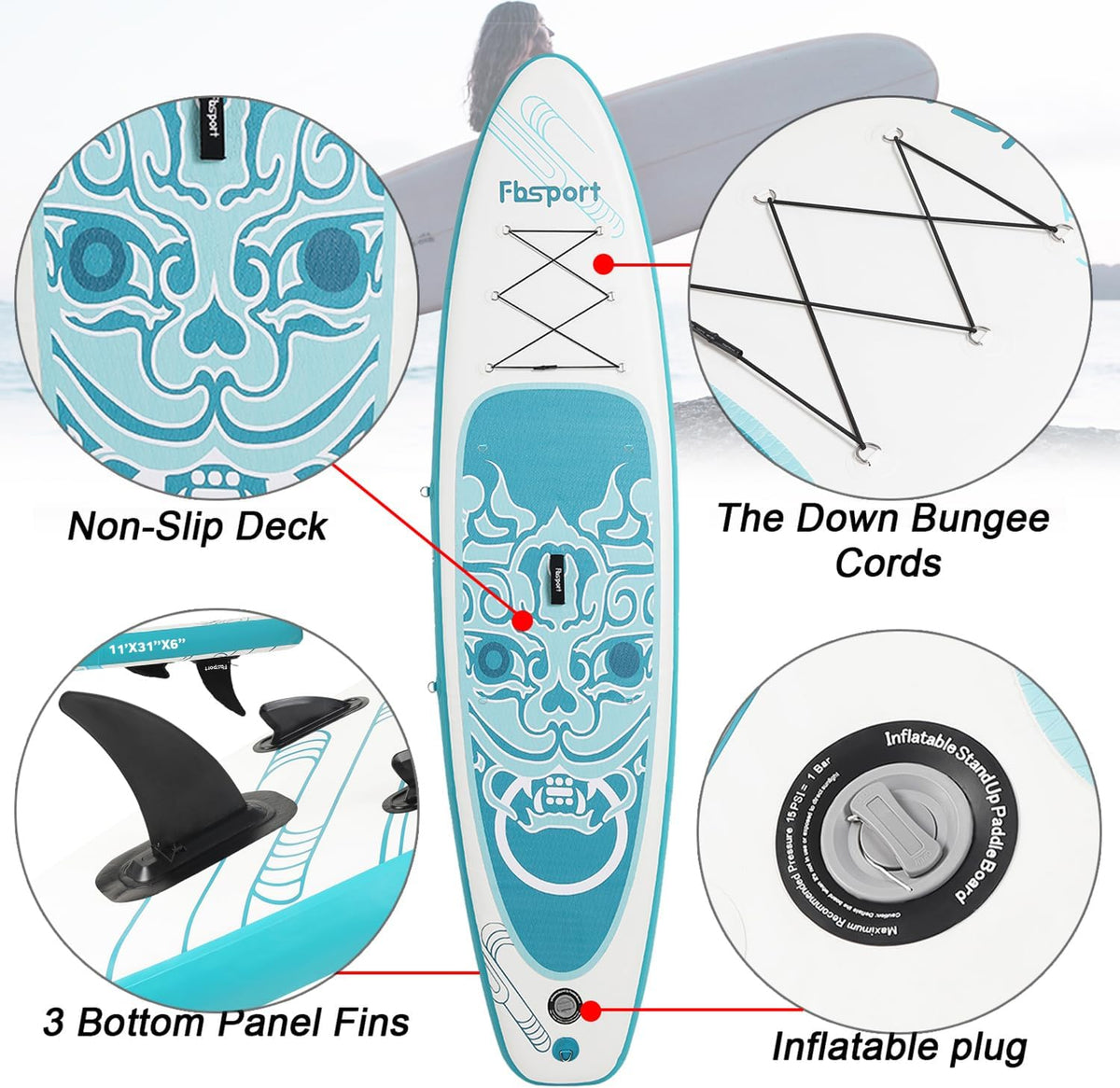 Premium Stand Up Paddle Board, Yoga Board with Durable SUP Accessories & Carry Bag | Wide Stance, Surf Control, Non-Slip Deck, Leash, Paddle and Pump for Youth & Adult