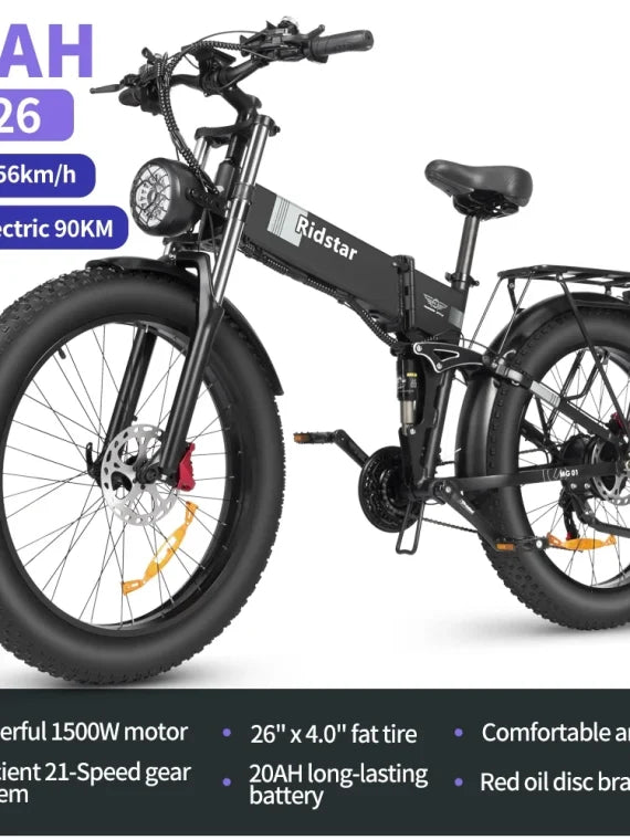 Eletric Bike for Adults, 750W Motor 48V 20Ah Removable Battery 26?? Fat Tire Folding E-Bike Shimano 21-Speed MTB Cycling UL2849