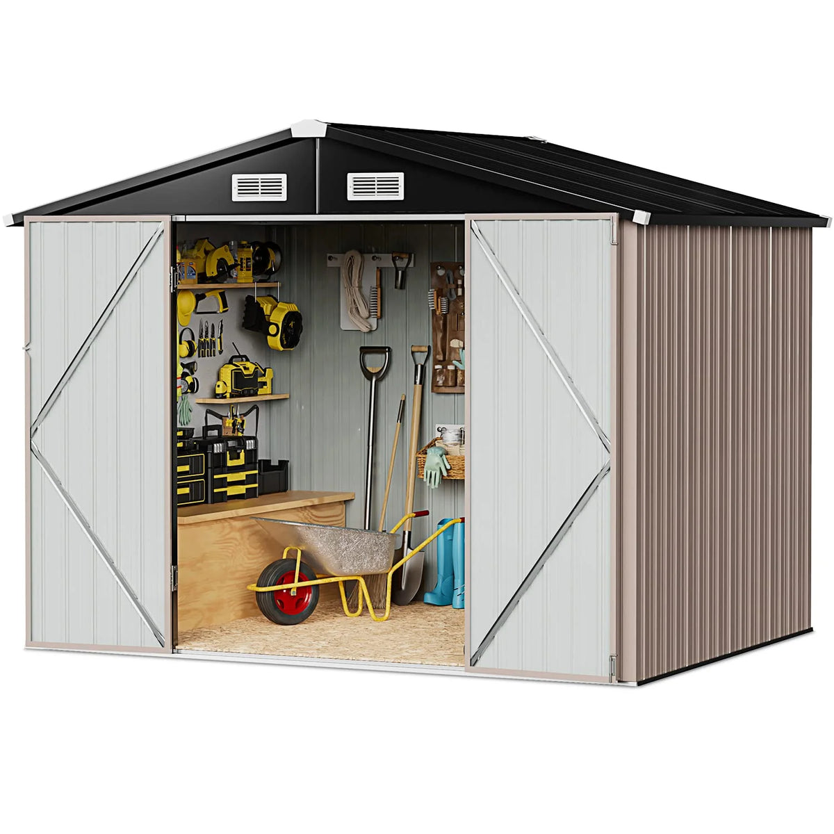 Aoxun 6.4x4 FT Outdoor Storage Shed for Tool, Garden