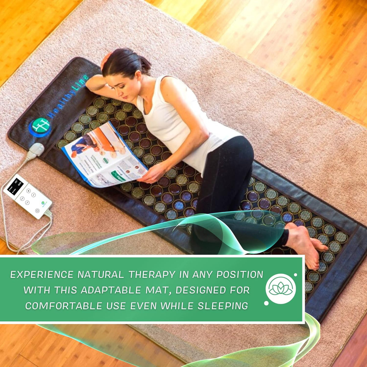HealthyLine Far Infrared Heating Pad - Hot Stones Jade Tourmaline - Negative Ions - Mesh JT Mat Full 7224 Soft Light InfraMat Pro?