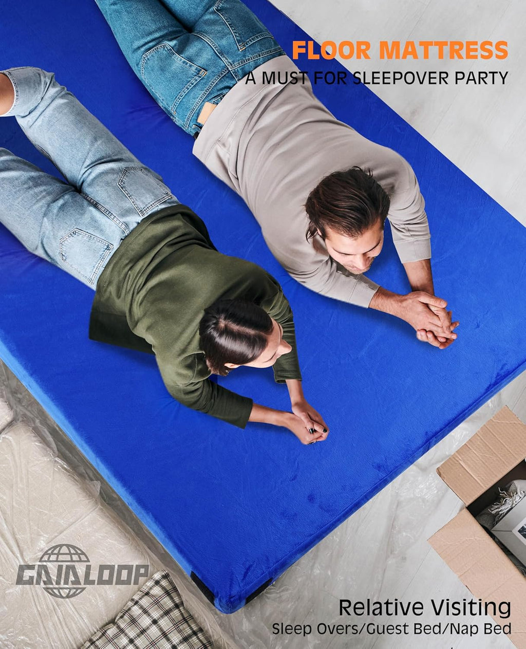 Thick Memory Foam Camping Pad Futon Mattress Full, Portable Floor Sleeping Mat Sleepover Guest Bed Roll Up Mattress for Indoor Outdoor Travel