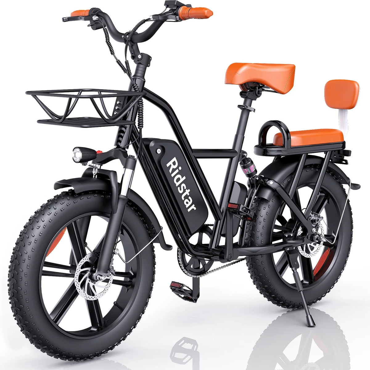 Electric Bike for Adults,750W 30-70Miles 48V 15AH Removable Battery Ebike 20" x 4.0 Fat Tire Beach Commuting E-Bike 2 Seater W/Fork Suspension UL2849