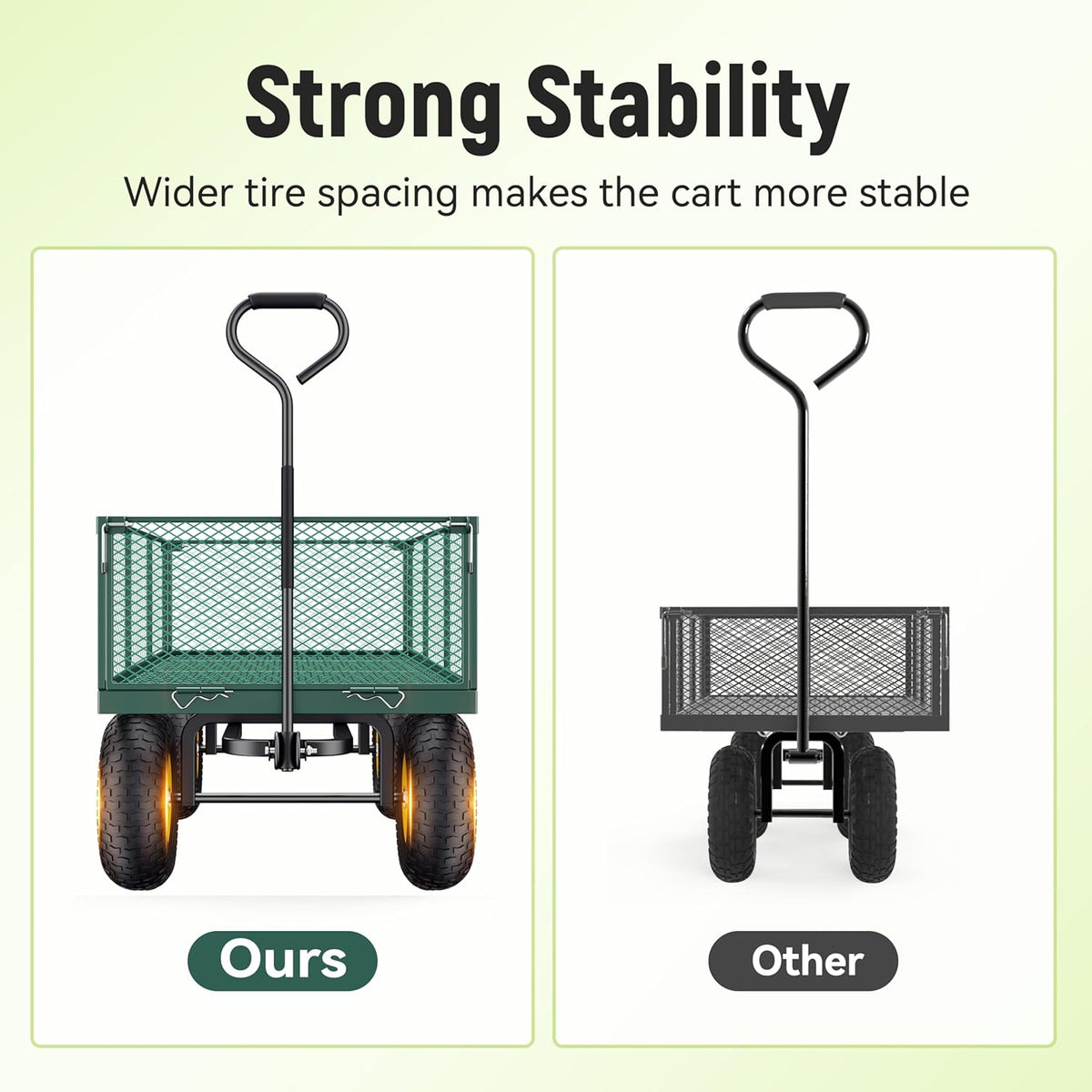 Steel Garden Cart, 2-in-1 1400 lbs Heavy Duty Utility Wagon, with Removable Mesh Sides to Convert into Flatbed, 240?? U-Turn 13" Pneumatic Tires Garden Wagon for Farm Yard Lawn Garden Camping