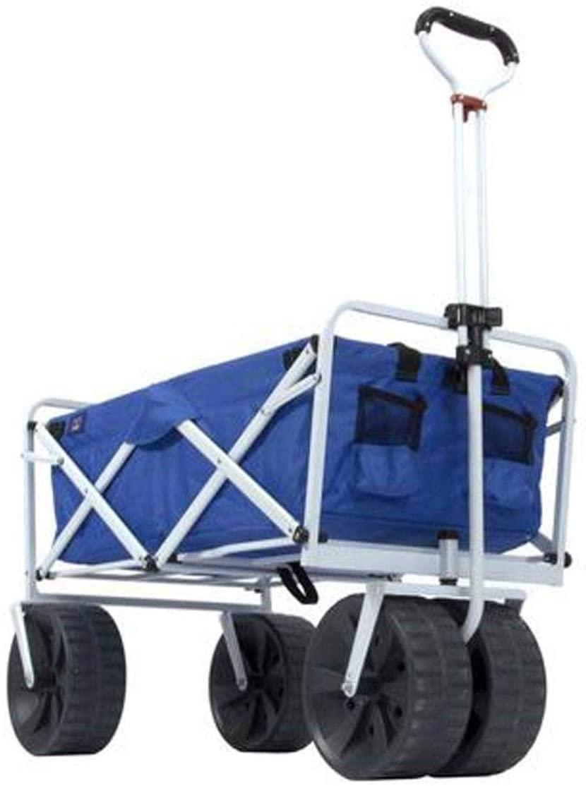 Mac Sports Heavy Duty Collapsible Folding All Terrain Utility Beach Wagon Cart, Blue/Black