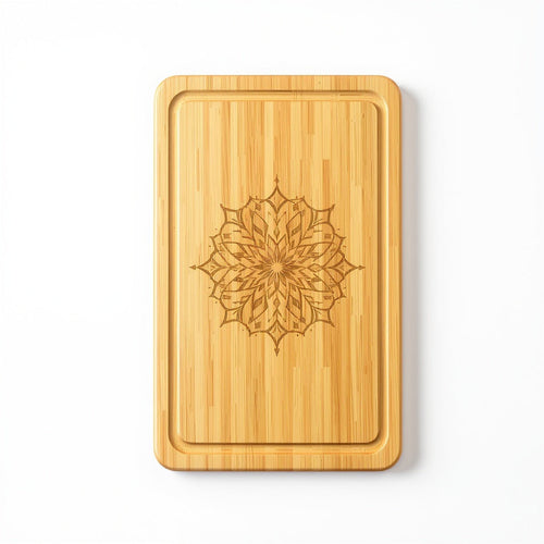 Natural organic bamboo cutting board (12x8 inches) with precision laser engraving
