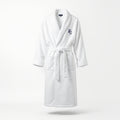 Plush white 100% ring-spun cotton bathrobe with custom embroidered monogram