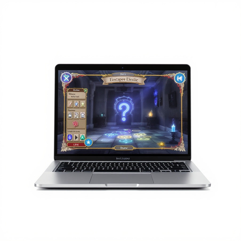 Virtual escape room game kit digital package artwork and mystery dossier preview
