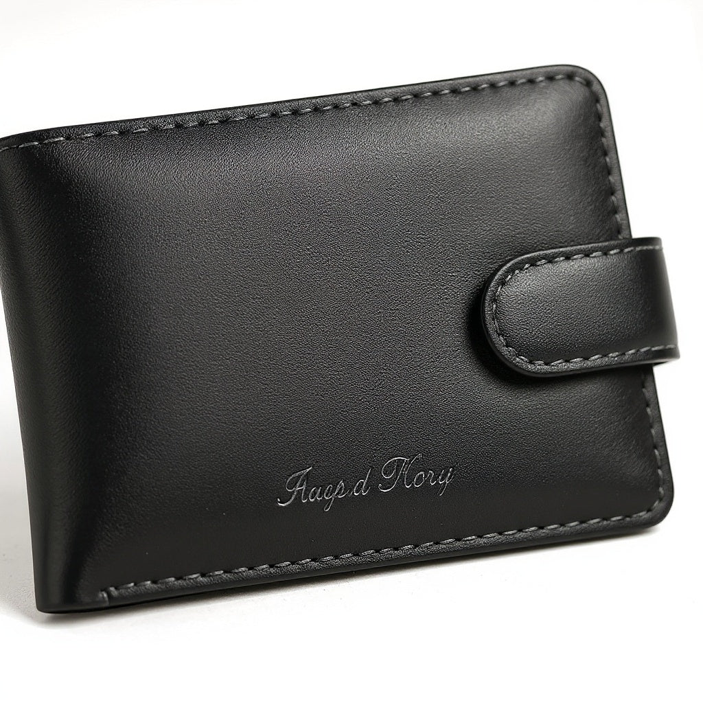 Precision laser engraved monogram on smooth matte black leather surface