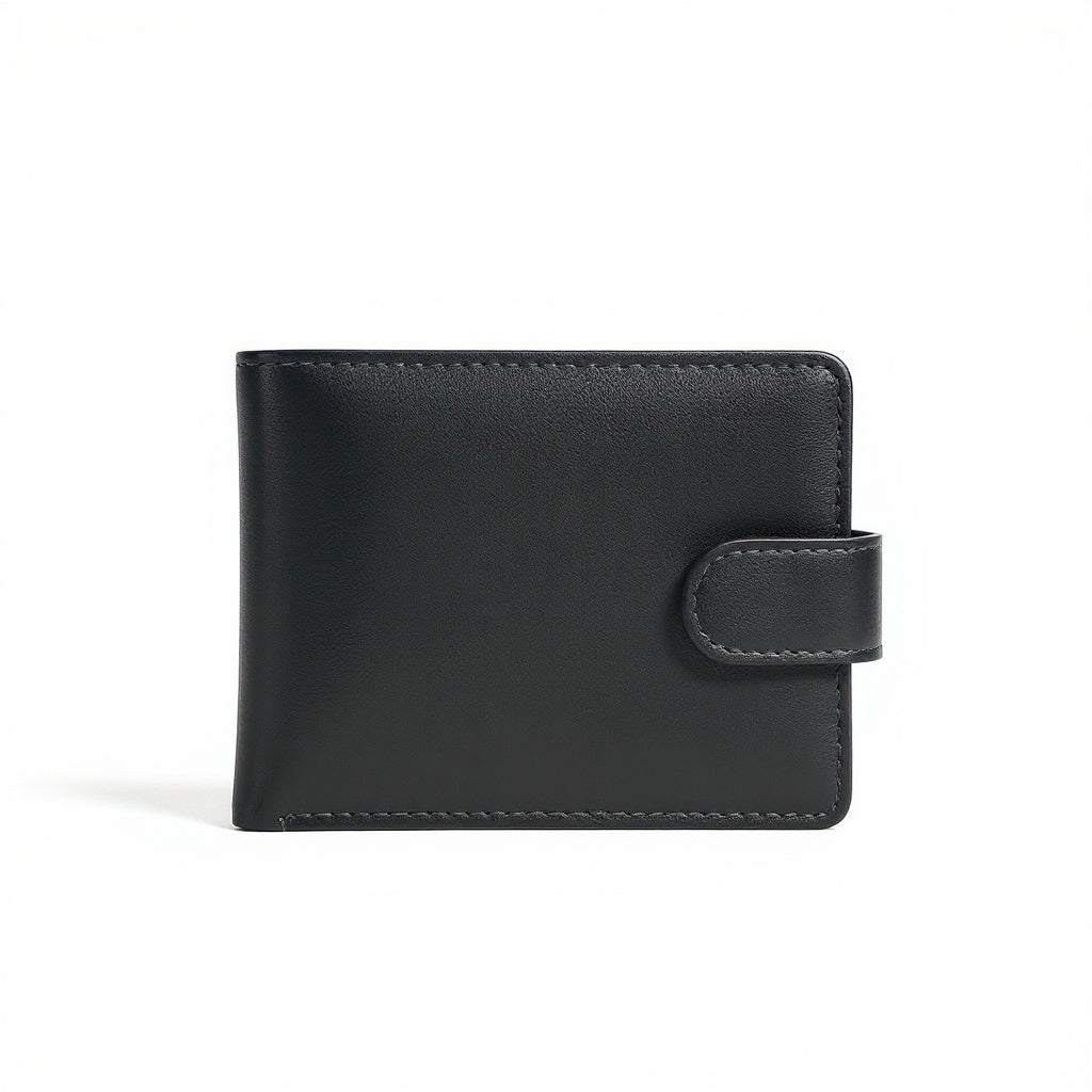 Interior layout showing RFID-blocking card slots, ID window, and cash pocket