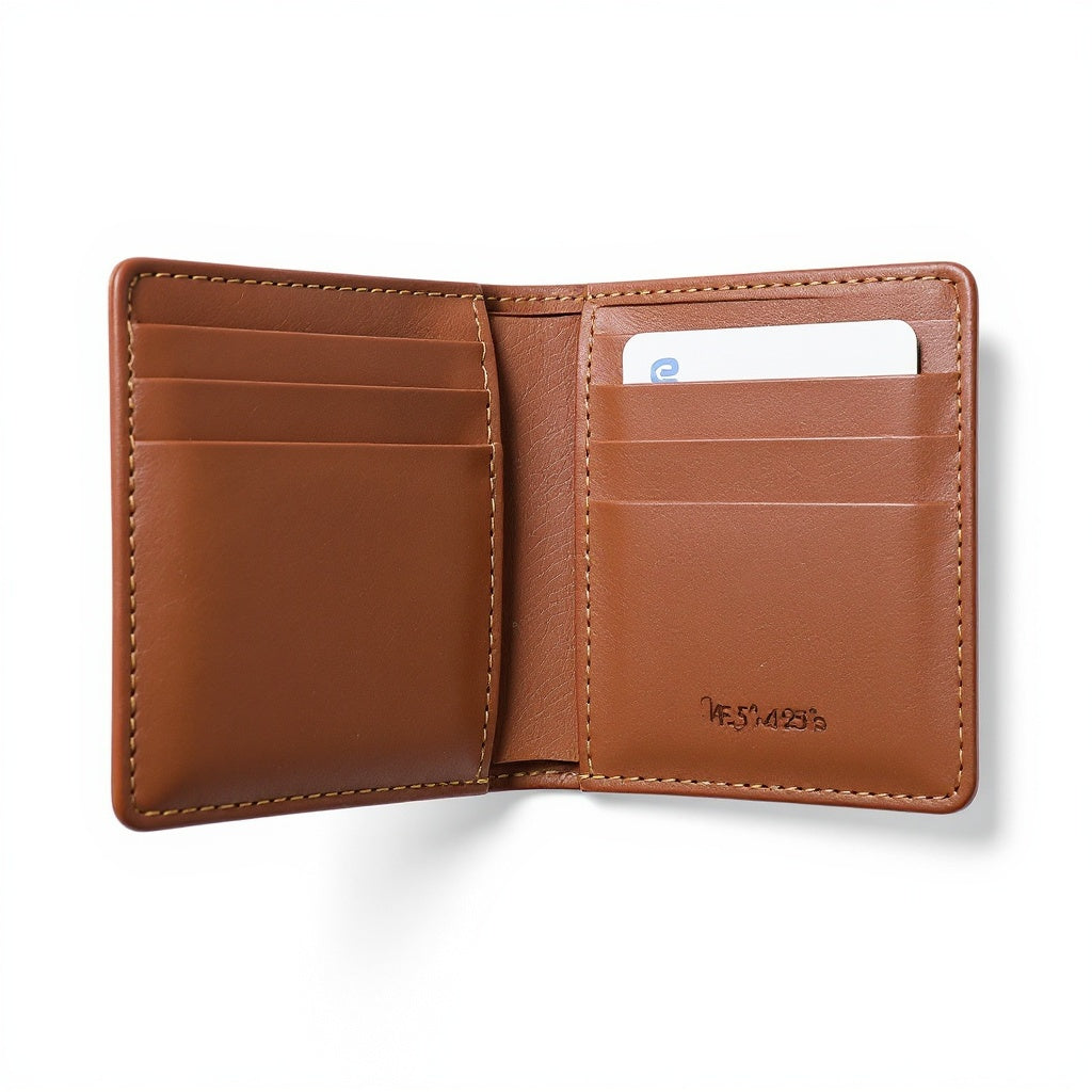 Compact interior card compartments holding credit cards and folded bills