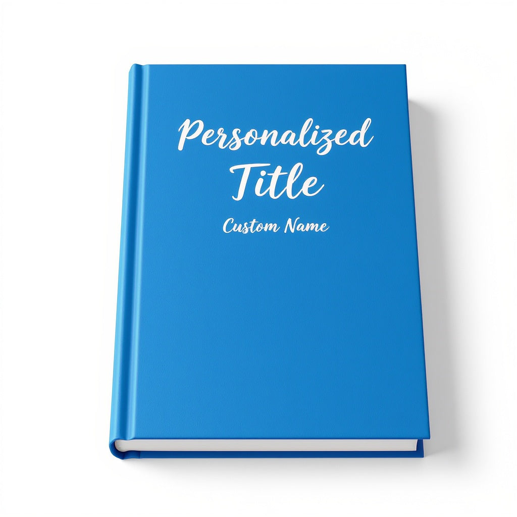 Personalized children's hardcover story book (8.5x11 inches) in royal blue