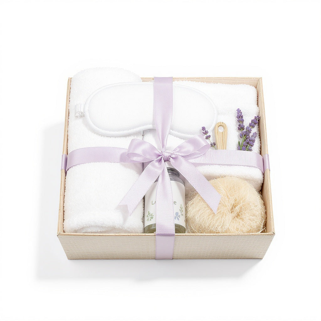 12-piece organic cotton spa gift set with lavender bath salts, oils, and plush towels