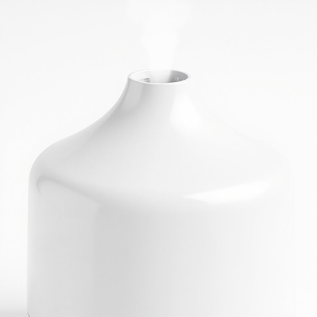 Gentle cool mist nozzle and soft LED ambient mood light ring in action