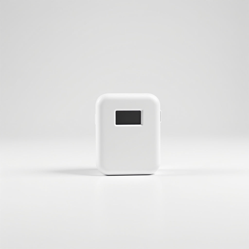 Pocket-sized portable wireless photo printer (2.5 x 3.5 x 1.2 in) in matte white