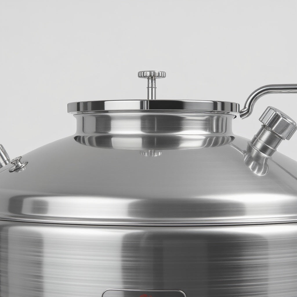 Heavy-duty 304 food-grade stainless steel brew kettle with dual measurement markings