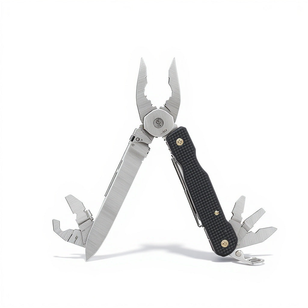 Heavy-duty stainless steel folding multi-tool pocket knife with 3.5-inch locking blade